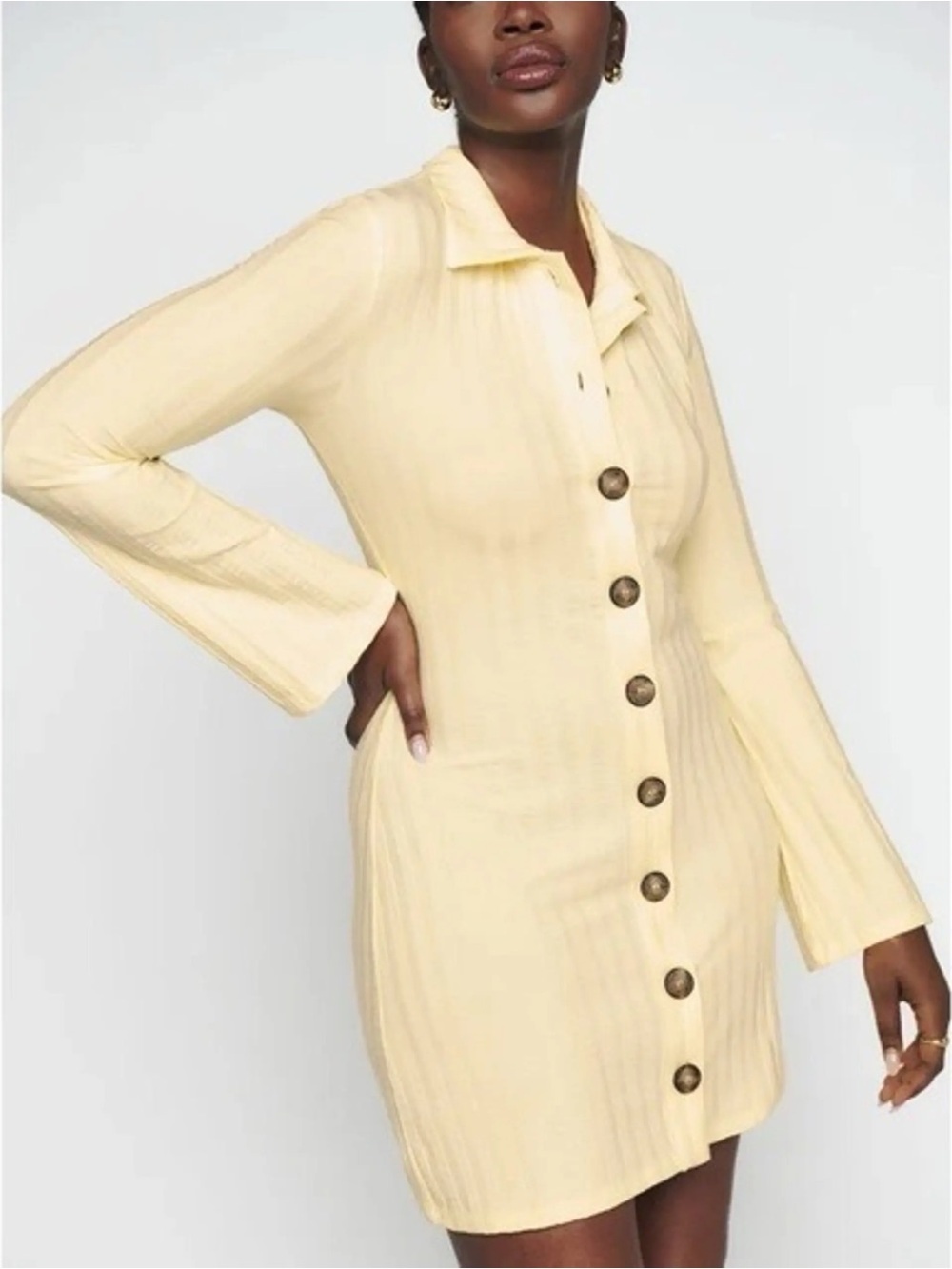 Reformation Ribbed Collared Button-Front Mini Dress (NWOT)